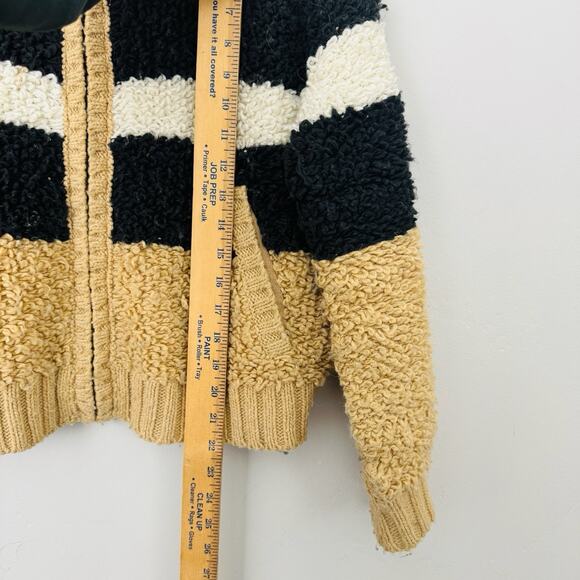 Wild Fox Brown And Black Striped Fuzzy Full Zip Wool Blend Sweater Women’s XS - Picture 5 of 7
